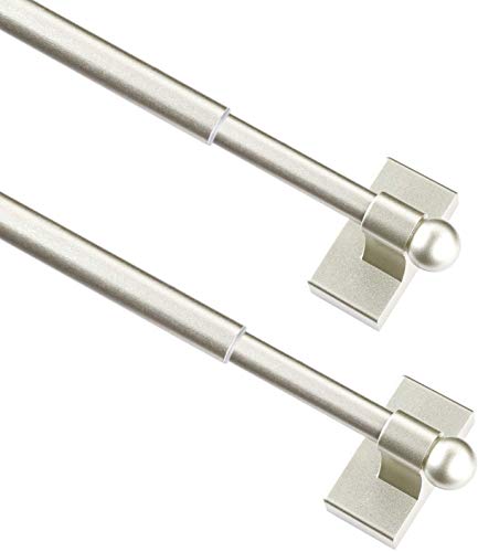 Coquilles Multi-Use Adjustable Magnetic Curtain Rods for Doors, Windows, Tool Boxes,16-28 Inch,Easy Installation???2-Pack???Nickel
