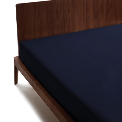 osama home Double Fitted Sheet, 175 x 200 cm, 100% Cotton, OekoTex Certified Fresh and Breathable, Double Mattress Protector with Elastic, Fitted Bottom Sheet 30 cm