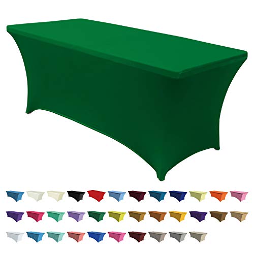 ABCCANOPY Spandex Tablecloths for 6 ft Home Rectangular Table Fitted Stretch Table Cover Polyester Tablecover Lash Bed Cover Table Toppers Massage Table Cover,Forest Green