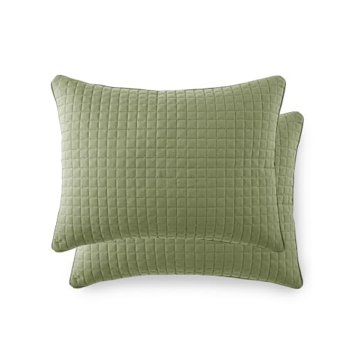 Southshore Fine Living, Inc. Sage Green Pillow Covers Standard Size 20x26, Breathable Pillow Shams Queen Size Set of 2, Hotel Quality Quilted Sham Covers Complement Queen/Full Quilt, Sage Green Shams