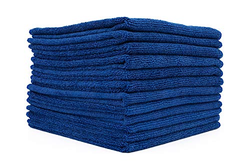 The Rag Company - All-Purpose Microfiber Terry Cleaning Towels - Commercial Grade, Highly Absorbent, Lint-Free, Streak-Free, Kitchens, Bathrooms, Offices, 300gsm, 14in x 14in, Royal Blue (12-Pack)