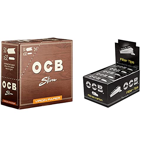 OCB 15437 VIRGIN King Size Slim UNBLEACHED Rolling paper - 1 box & Smoking Supplies, Paper, 1-Pack