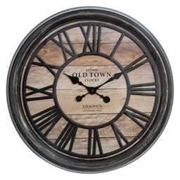 Atmosphera Old Town Relief Wood and Metal Effect Wall Clock Diameter 50 cm