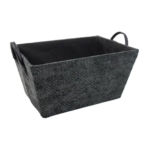 JVL Metro Rectangular Storage Basket with Handles, Home Storage Solution, Black