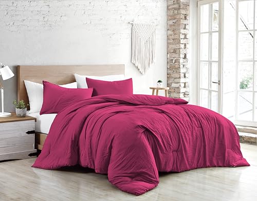Jenny Sesal Bed Duvet Cover Set – Solid Colour – Made in Italy – Double – Single – Duvet Cover and Pillowcases Set (Fuchsia, Single)