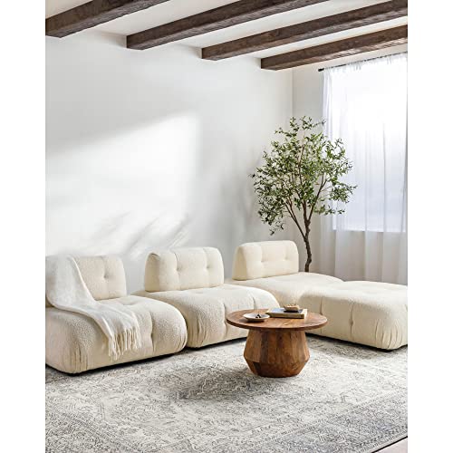 Livabliss x Becki Owens Margot Vintage Rug - Area Rugs for Living Room 200x275 cm, Bedroom - Scandi Neutral Rugs, Traditional Patterned Boho Style, Natural Easy Care Pile - Large Rug, White, Brown