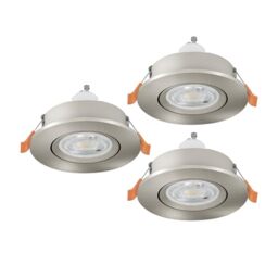 Eglo Set of 3 LED recessed spotlights Barranco - ceiling spots for living room, adjustable light fixtures made of silver plastic, warm white, including GU10 bulbs