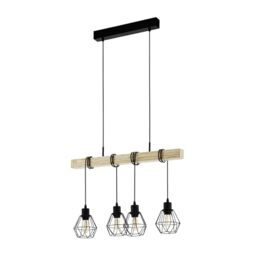 Eglo Pendant Lighting Townshend 5, 4-lamp Vintage Ceiling Light Fitting