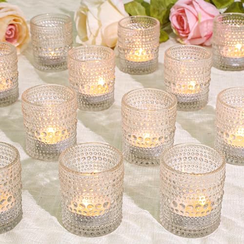 SUPMIND 26 Pcs Votive Candle Holders, Clear Glass Candle Holders Bulk for Table Centerpiece, Tea Lights Candle Holders for Wedding Shower, Party and Home Decor