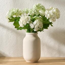 SIDUCAL Rustic Farmhouse Flower Vase - 9.5 Inch Large Ceramic Pampas Grass Vase - Modern Farmhouse Decor for Home, Table, Living Room, Shelf, Mantel, White