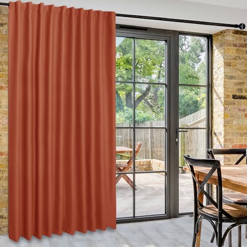 DWCN Privacy Room Divider Blackout Curtain - Patio Sliding Door Curtains, Extra Wide Thermal Curtains with Back Tab & Rod Pocket for Living Room and Bedroom Partition, 80 x 84 Inches, Burnt Ochre