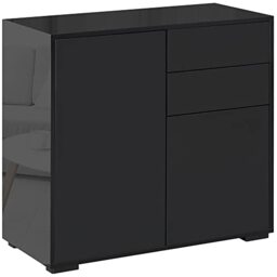 HOMCOM High Gloss Frame Sideboard Push-Open 2 Doors Black
