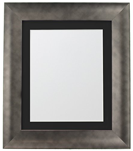 FRAMES BY POST Hygge Picture Photo Frame, Pewter with Black Mount, 9 x 7 Image Size 6 x 4 Inches