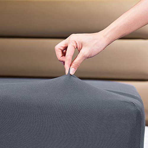 "COSMOPLUS Fitted Sheet, No Flat Sheet or Pillowcases, 4 Way Stretch Micro Knit, Snug Fitting, Wrinkle Free, Fits Standard Mattresses and Air Bed Mattresses from 8"" to 14"", Grey"