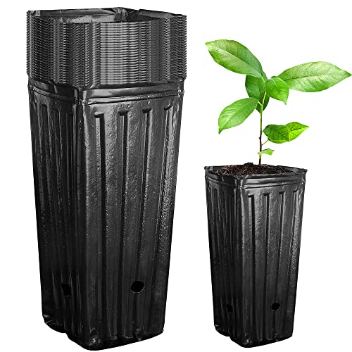 Iceyyyy Tall Tree Pots,Plastic Deep Nursery Treepots,Tall Seedling Flower Plant Container Pots for Indoor Outdoor Garden Plants (20pcs)