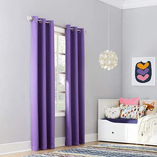 "Sun Zero Riley Kids Bedroom Blackout Grommet Curtain Panel, 40"" x 84"", Purple"