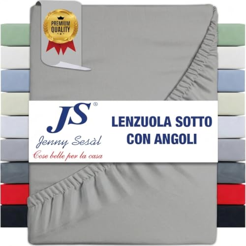 JENNY SESAL Fitted Sheet ??? Solid Colour ??? Made in Italy ??? Double, Single and King ??? Wide Choice of Colours and Sizes (Light Grey, Double)