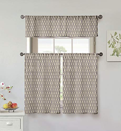 Duck River Textile Kitchen Curtains and Valances Set, Natural, 58x15, 29x39 (2 Piece)