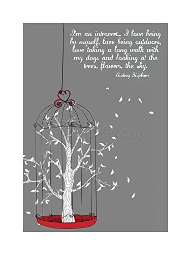 Wee Blue Coo QUOTE AUDREY HEPBURN INTROVERT OUTDOOR TREE FRAMED PRINT F12X2725