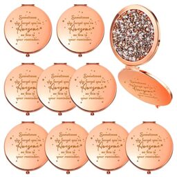 Roowest 10 Pcs Inspirational Compact Mirror Sometimes You Forget You're Awesome Appreciation Gifts for Women Group Employee Coworker Housekeeping Thank You Favors Magnifying Pocket Mirror (Rose Gold)