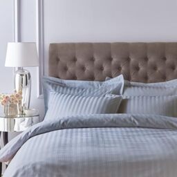 Bianca 200 Thread Count Cotton Sateen Stripe King Duvet Cover Set with Pillowcases Silver Grey