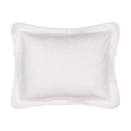 "Historic Charleston Classic European Matelasse Cotton Decorative Pillow Case, White, King Sham (20"" x 36"")"