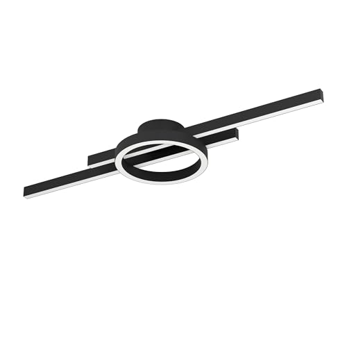 Eglo LED Ceiling lamp Gambulaga, dimmable with Remote, Geometric Light Fixture, Black Metal, RGB, Warm to Cool White, 77.5 cm