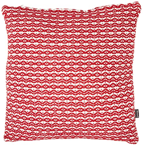 Mood collection Wave Printed Standard Cushion, 50 x 50 cm, Polyester, Dark Red Ecru, One Size
