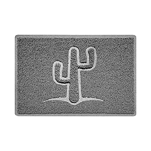 Nicoman Cactus Embossed Shape Door Mat Dirt-Trapper Jet-Washable Doormat-(Use Outdoor ONLY)- (60x40cm/23.6x15.7inches, Small) Grey