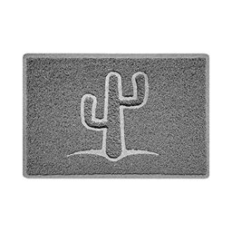Nicoman Cactus Embossed Shape Door Mat Dirt-Trapper Jet-Washable Doormat-(Use Outdoor ONLY)- (60x40cm/23.6x15.7inches, Small) Grey