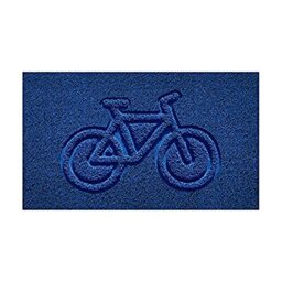 Nicoman Embossed Spaghetti Door Mat Dirt-Trapper Jet-Washable Doormat 70x43cm (Blue, BIKE Shape) - Use on Carpet ONLY