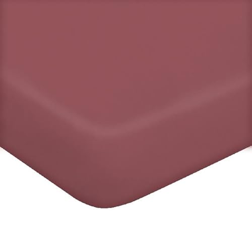 Homemania Corners One Single, Solid Colour-Fitted Sheet for Bed-Pink Cotton, 90 x 195 cm