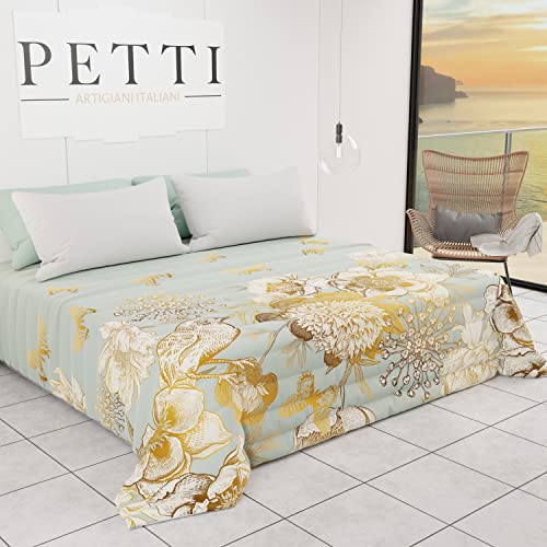 PETTI Artigiani Italiani - Quilt Bedspread Spring Summer Double Luxury Design 01 100% Hypoallergenic Microfiber 100% Made in Italy