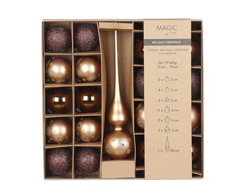 MAGIC by Inge Elegant Lounge 19-Piece Christmas Baubles Set with Glass Ornaments and Tree Topper