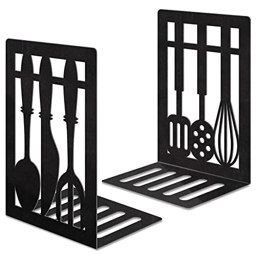 JINIHFW Book Ends,Metal Bookend,Bookend Decorative Heavy Book Ends for Shelves, Home Decorative Bookends for Heavy Books,Kitchen Housewarming Cooking Lover Gifts