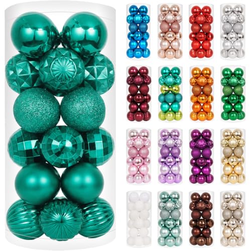 "XmasExp 34ct Christmas Ball Ornaments Shatterproof Xmas Tree Hanging Balls Decorations Perfect for Holiday Wedding Christmas Decor (Malachite Green, 1.57"")"