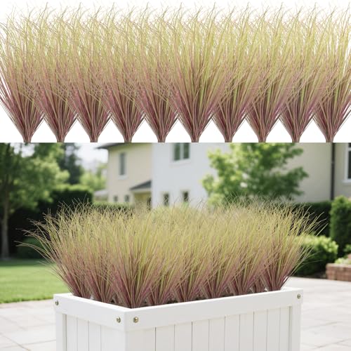 60pcs Artificial Plants Outdoor Large Stems Greenery Fake Onion Grass Wheat Grass UV Resistant Outdoor Garden Indoor Office Home Decor