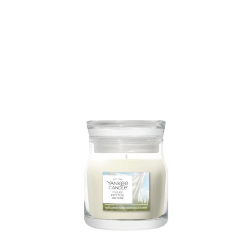Yankee Candle Signature Small Jar Scented Candle - Clean Cotton Candle - Plant-Based Wax Blend Candle - Perfect Gifts for Women