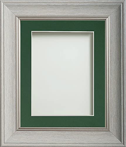 Frame Company Drummond Range Pale Grey A3 Picture Photo Frame with Bottle Green Mount for Image A4 * Choice of Sizes* Fitted with Real Glass