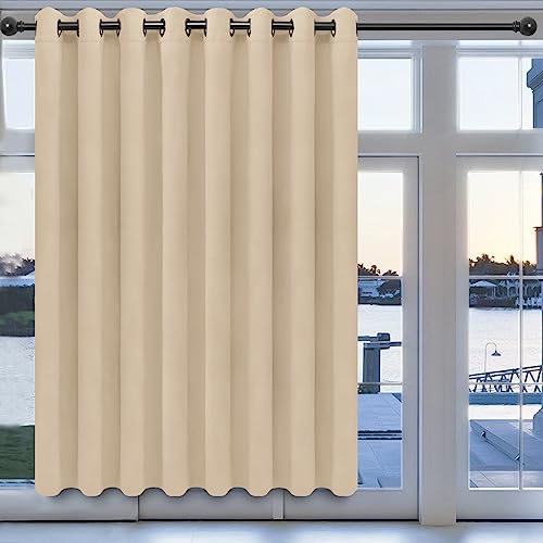 Easy-Going Blackout Door Curtains for Bedroom, Solid Thermal Insulated Grommet and Noise Reduction Window Drapes, Room Darkening Curtains for Living Room, 1 Panel (100x84 in, Beige)
