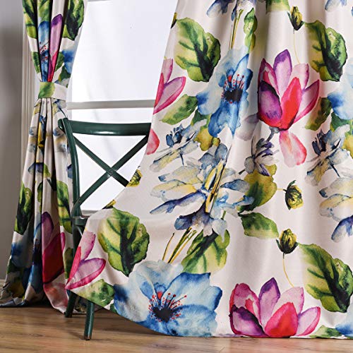 Taisier Stylish Living Elegant Abstract Colorful Curtains, 108 Inches Long for Bedroom (Flower Print Curtain 2 Piece Set)