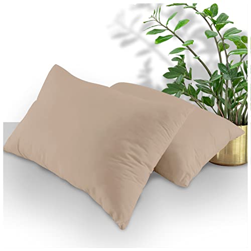 GC GAVENO CAVAILIA Ulta Soft Pillow Case 2 Pack, Breathable Washable Bedding Pillow Set, Plain Dyed Housewife Pillowcases, Natural, 74X48 Cm