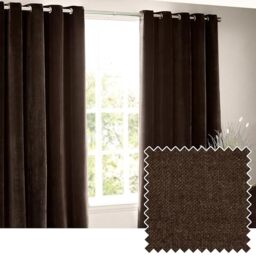 Yard Heavy Chenille Eyelet Curtain Pair – Lined Room Darkening, Soft Velvet Home Décor (Brown - Width 229 x Drop 229cm)