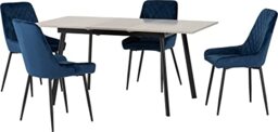 Seconique Avery Extending Dining Set with 4 Chairs in Concrete/Blue