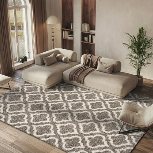 Safavieh Mati Shag Rug, Woven Polypropylene Carpet in Grey / Ivory, 200 X 300 cm