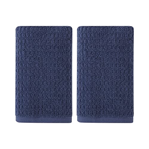 Tommy Bahama Eddie Bauer Hand Towel Set, Highly Absorbent Cotton Bathroom Decor, Low Linting & Fade Resistant (Northern Pacific Dark Blue, 2 Piece)