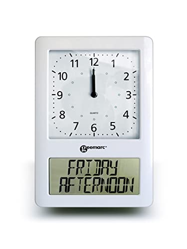 Geemarc Viso50 - Easy-to-read and Self-setting Calendar Day Clock with Analogue and Digital Display - Ideal for People Living with Dementia or Alzheimer's - Battery Operated - UK Version