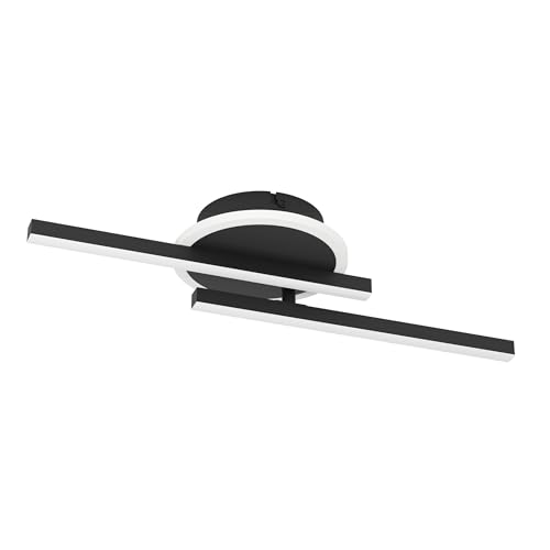 Eglo LED Ceiling lamp Nogaredo, Swivel Rod-Shaped Light Fixture, Geometric Design, Black Metal, White Plastic, Warm White, 15 x 45 cm