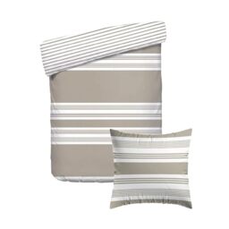 Pure Cotton 2-Piece Single Bed Linen – Duvet Cover 135 x 200 cm and 1 Pillowcase 80 x 80 cm – 100% Cotton Satin, 80 Thread Count – Oeko-TEX Certified – Erida – Taupe