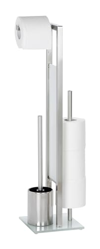 WENKO 21564100 Free standing toilet brush Rivalta - Stainless steel, 18 x 70 x 23 cm, Matt